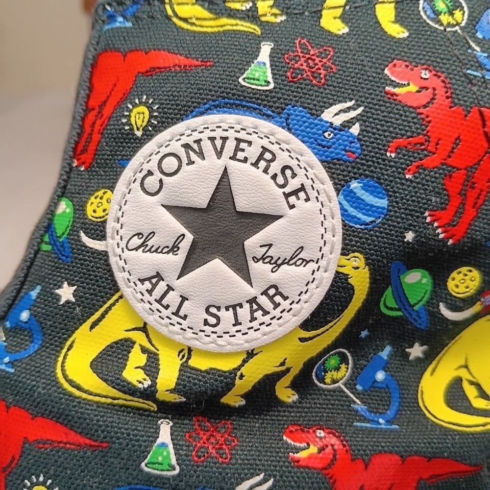 Converse Chuck Taylor High Top Kids Size 6 Black Dinosaur Science Excellent - Picture 8 of 11
